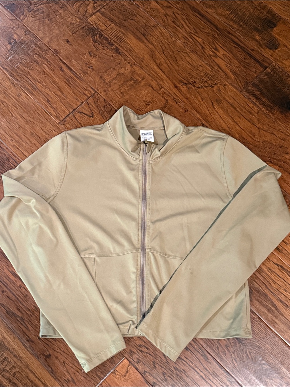 PINK Victoria's Secret Olive Green Zip cropped workout jacket